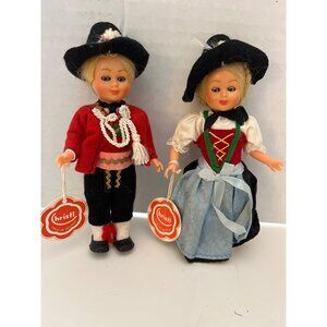 Vintage Austrian Boy & Girl 7” Dolls Traditional Costumes Original Christl Tags